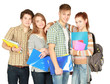 Happy group of students holding notebooks