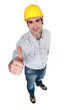 Photo: Construction worker giving the thumb's up Construction worker giving the thumb's up