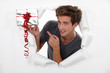 Man with a wrapped gift