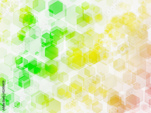 Illustration: Yellow-green hexagon bokeh background. Yellow-green hexagon bokeh background.
