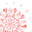 Red jewel flower or snowflake on white card background, vector