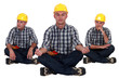 Builder in yoga sitting position