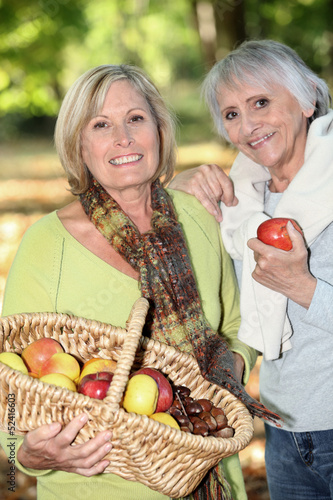 Photo: Women gathering chestnuts and apples Women gathering chestnuts and apples