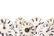 Photo: Set of different vintage clocks isolated on white Set of different vintage clocks isolated on white