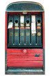 Retro ticket machine with tickets isolated on white