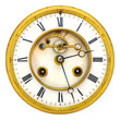 Photo: Ancient golden open clock face isolated on white Ancient golden open clock face isolated on white