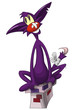 Cat purple chimney character cartoon style vector illustration