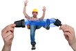 Foto: Electrician being electrocuted Electrician being electrocuted