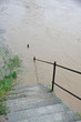 marble staircase that leads down to the River during the flood