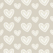 Seamless pattern hand-stitched heart with decorative stitches