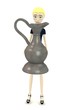 3d render of cartoon character with teapot