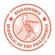 Grunge rubber stamp with the name and map of Philippines, vector