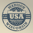 Stamp with name of Wisconsin, Madison, vector illustration
