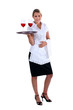 Photo: Waitress with tray and glasses Waitress with tray and glasses