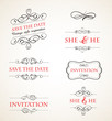 Vintage wedding invitations vector set
