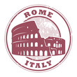 Stamp with Colosseum and the word Rome, Italy inside, vector