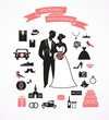 wedding vector set with graphic elements