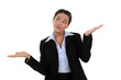 Photo: Woman with hands raised palms Woman with hands raised palms