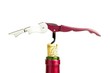 Corkscrew, cork and bottle.