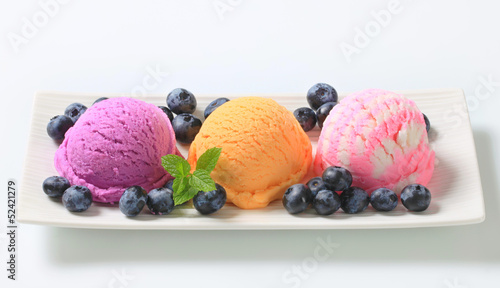 Photo: Assorted ice cream with fresh blueberries Assorted ice cream with fresh blueberries