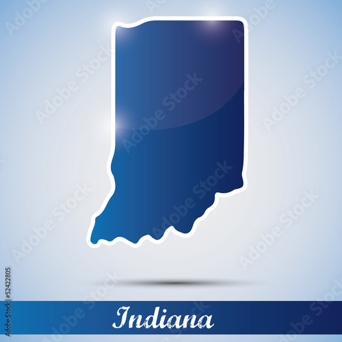 Vector: shiny icon in form of Indiana state, USA shiny icon in form of Indiana state, USA