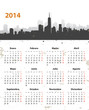 Spanish 2014 year stylish calendar on cityscape grunge backgroun