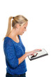 Frau mit Tablet Computer