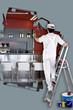 Foto: house painter on ladder using roller house painter on ladder using roller