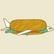 Yummy travel. Sandwich with airplane vector illustration