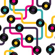 Vinyl record seamless background pattern. Vector illustration.