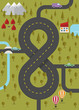 Background with road in the form of eight. Vector illustration.