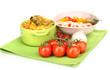 Foto: Delicious pilaf with vegetables isolated on white Delicious pilaf with vegetables isolated on white
