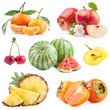 Collection of fruits isolated on white background