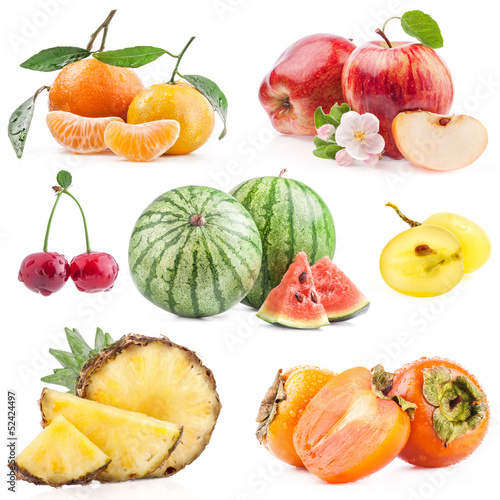 Photo: Collection of fruits isolated on white background Collection of fruits isolated on white background