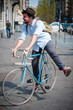 hipster young man on bike
