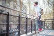 hipster young man on bike
