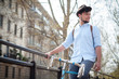 hipster young man on bike