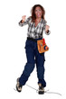 Woman receiving electrical shock