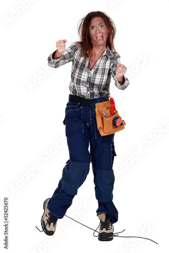 Photo: Woman receiving electrical shock Woman receiving electrical shock