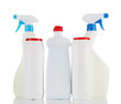 Different kinds of house cleaners, isolated on white