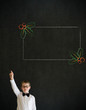 Hand up answer boy business man with Christmas holly checklist