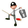 3d boy working.cleaner.
