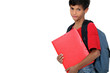 Unhappy boy on the first day of school