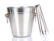 Metal ice bucket isolated on white