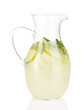 Lemonade in pitcher isolated on white