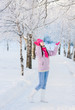happy beautiful girl in winter park