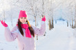 happy beautiful girl in winter park