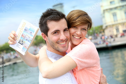 Photo: Couple spending week-end in Barcelona Couple spending week-end in Barcelona