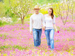 Two lovers in spring garden