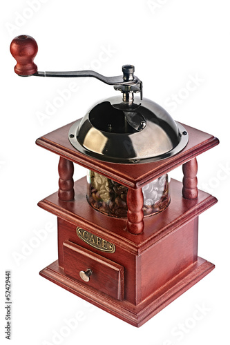 Photo: coffee mill isolated on white background coffee mill isolated on white background